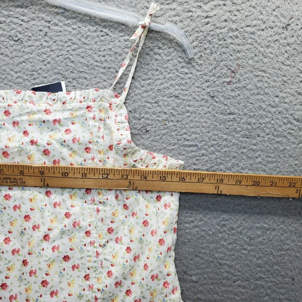 Polo Ralph Lauren Cami Top Youth Kids Large Multi Floral Linen Blend Ruffle Hem